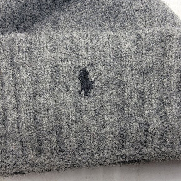 Polo By Ralph Lauren Gray Lambswool Womens Beanie Winter Warm Casual Outdoors